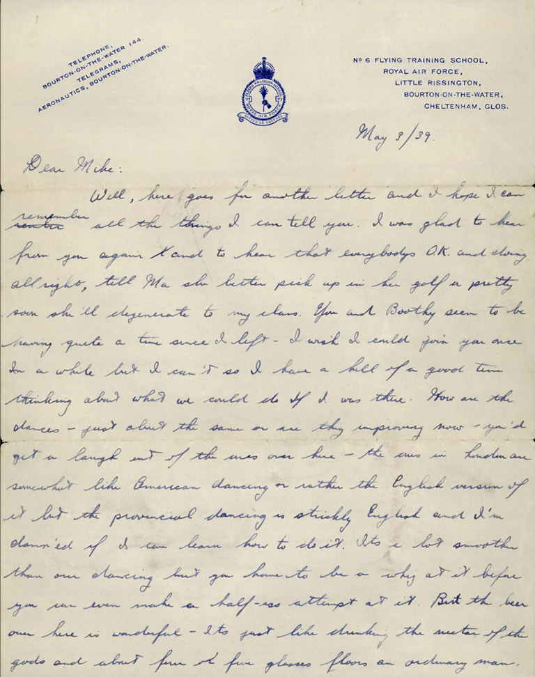 This image shows the first page of a handwritten letter.