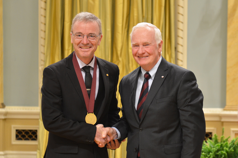 Yoland Bouchard accepting his award at Rideau Hall, Ottawa, 2015.