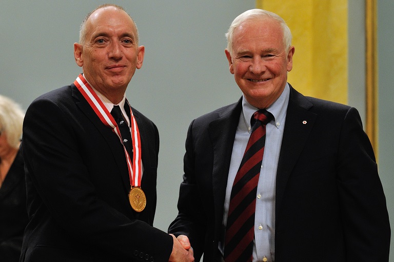Brian Jaffray accepting his award at Rideau Hall, 2012. 