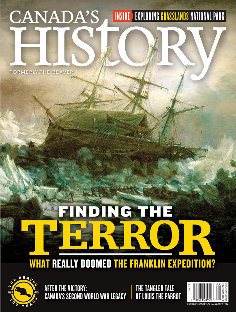 Cover of the August-September 2020 issue  featuring a painting of the HMS Terror.