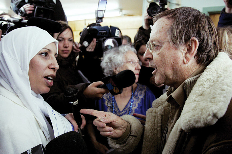 This image shows a heated debate in Herouxville, Quebec, when its town council developed a controversial code of behaviour for immigrants.