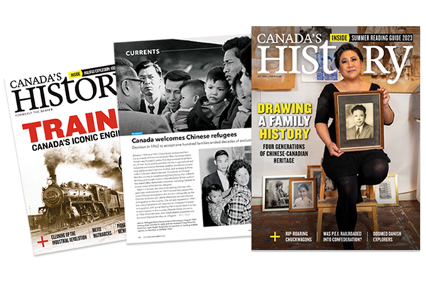 Covers of Canada's History in print and on mobile device