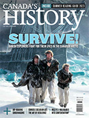 Canada's History subscription cover of the June-July 2023 issue featuring a colour illustration of the Jens Munk expedition.