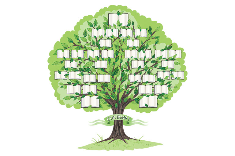 Illustration of a tree with spaces for names