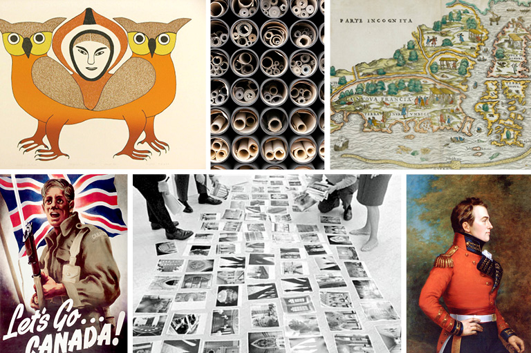 This images shows a variety of visual primary sources. 