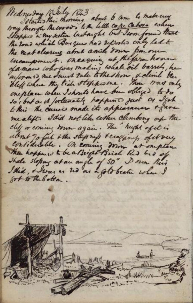 Script written on a page with a sketch
