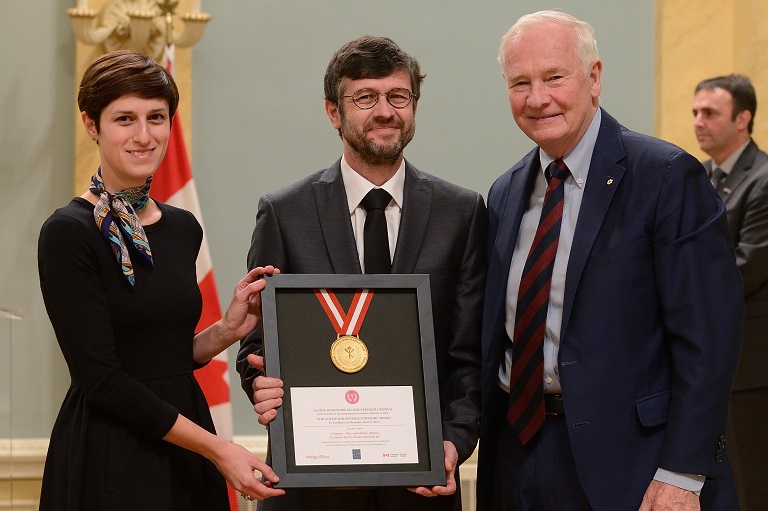 The Écomusée du fier monde accepting their award at Rideau Hall, 2013.