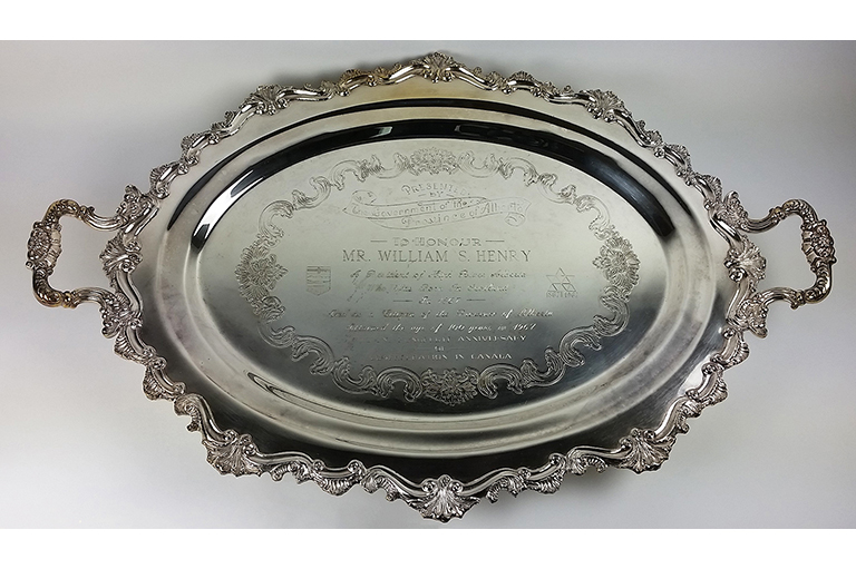 This image  shows a silver tray. 
