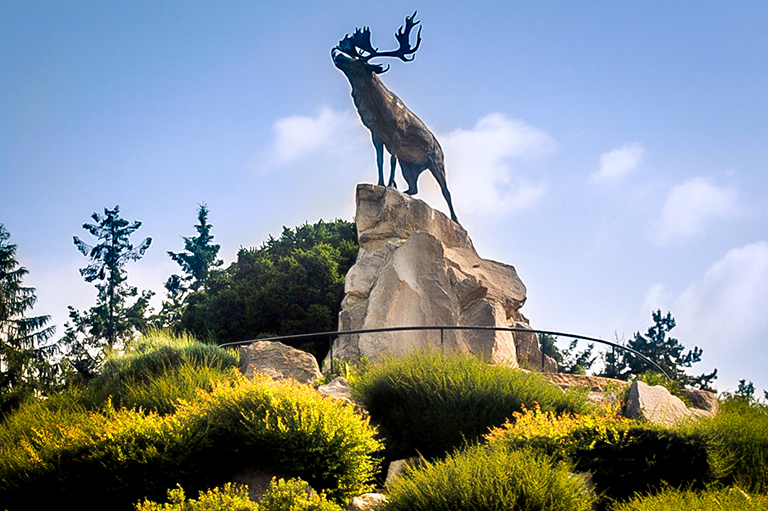This image shows one of six caribou monuments honouring the Newfoundlanders who fought in the First World War. 