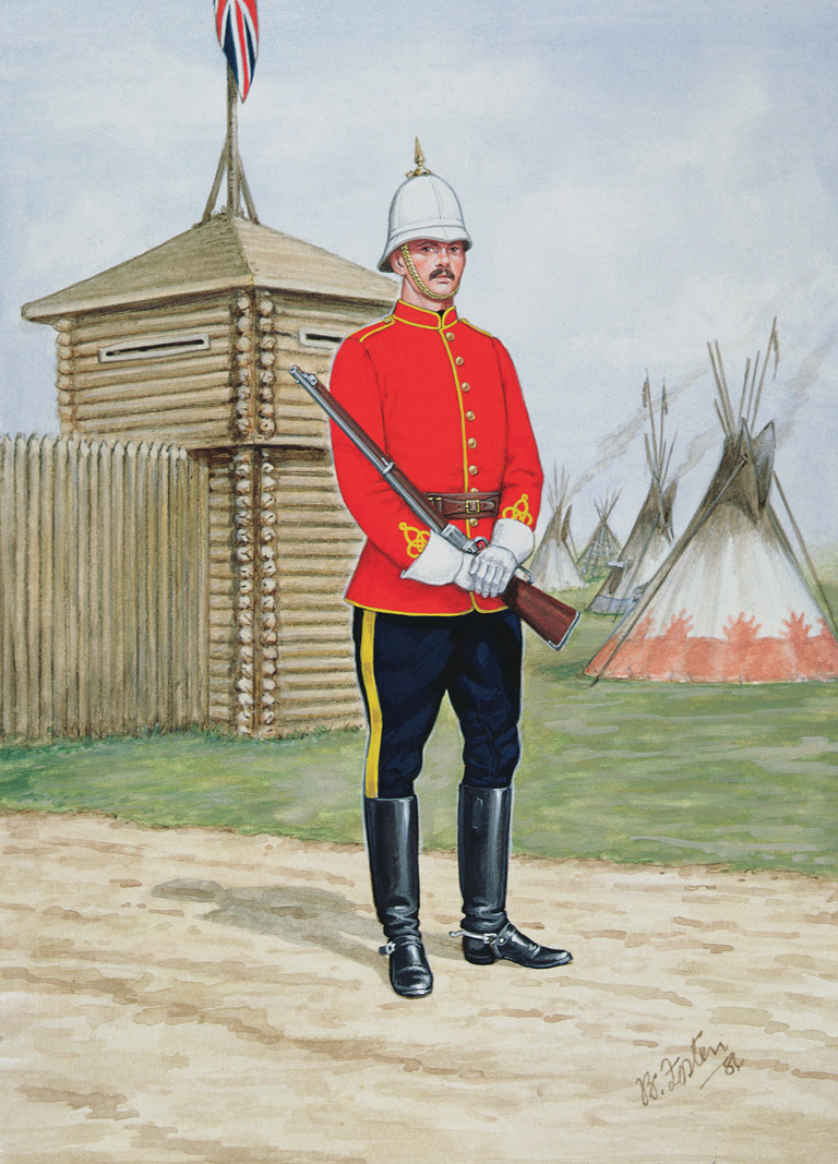 Colour illustration of North-West Mounted Police officer.