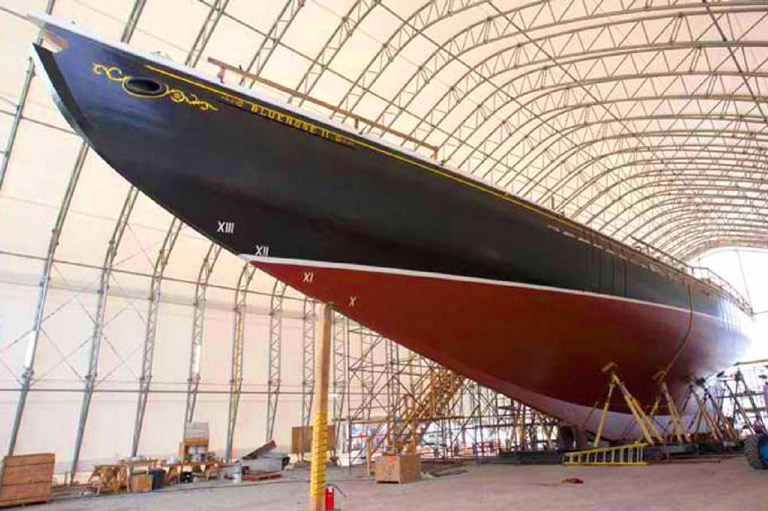 Colour image of the hull of the Bluenose II.