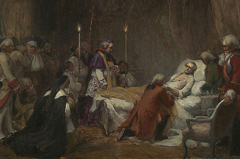 This image shows a painting depicting the death of Montcalm.