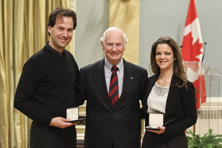 Eric Ruel and Guylaine Maroist accepting their award at Rideau Hall, 2011.